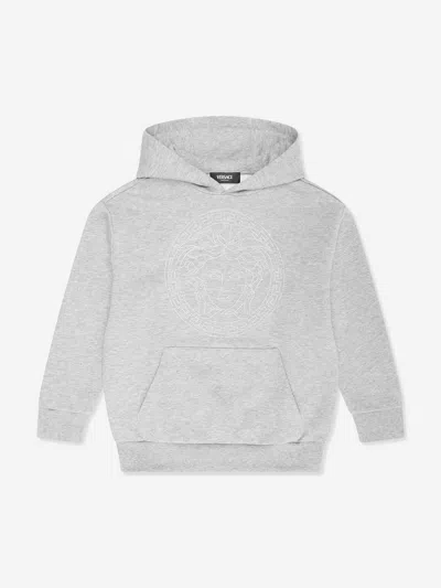 Versace Kids Medusa Logo Hoodie In Gray