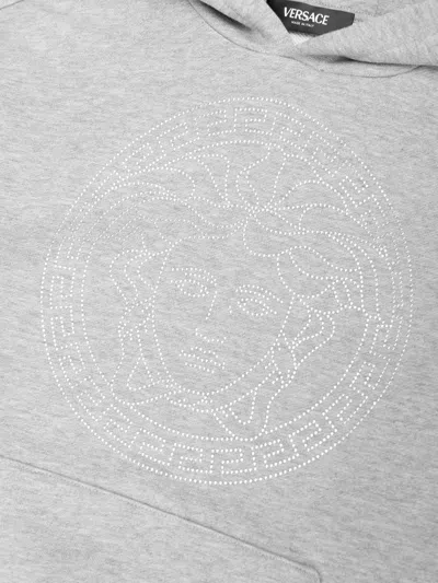 Versace Kids Medusa Logo Hoodie In Gray