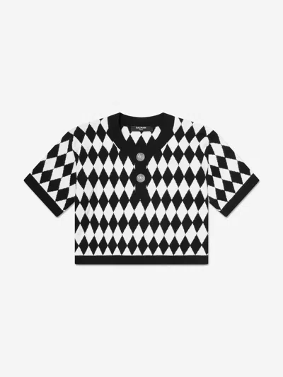Balmain Argyle-pattern Top In Black
