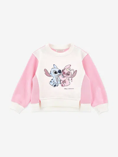 Monnalisa Stitch &amp; Angel Sweatshirt In White