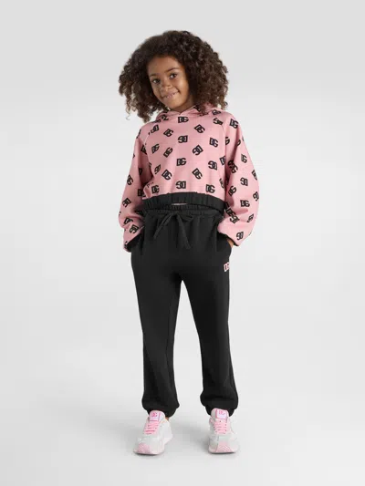 Dolce & Gabbana Girl's Dg Logo-print Hoodie In Black