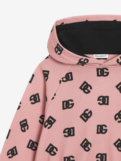 Dolce & Gabbana Girl's Dg Logo-print Hoodie In Black