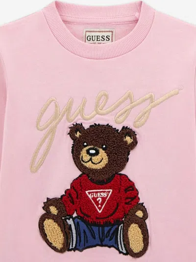 Guess Teddy-bear Embroidered Sweatshirt In Pink