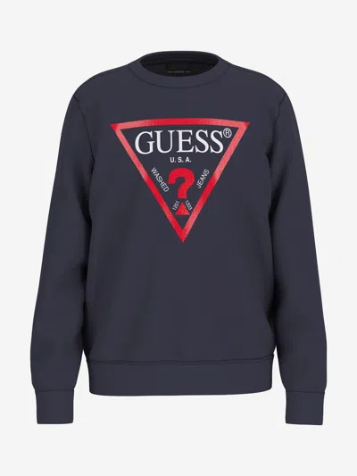 Guess Logo Sweatshirt In Blue