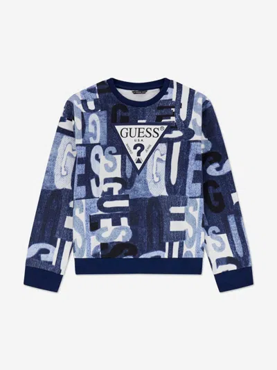 Guess Logo Lettering-print Sweatshirt In Multi