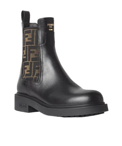 Fendi Filo Chelsea Boots In Black