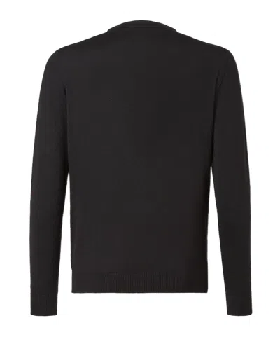 Fendi Regular Fit Wool Blend Pullover With Pockets In Black