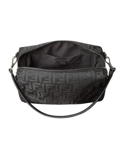 Fendi Black Leather And Black Ff Nylon Bag In Black
