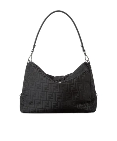 Fendi Large Lui Ff-pattern Messenger Bag In Black