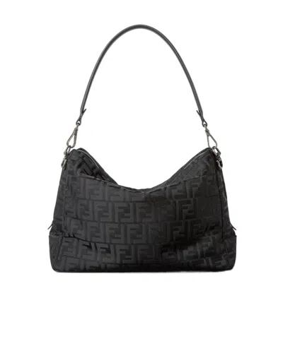 Fendi Large Lui Ff-pattern Messenger Bag In Black