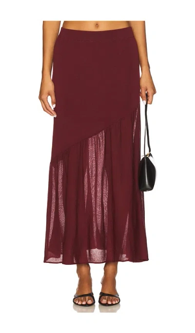 Steve Madden Aneira Asymmetric Knit Maxi Skirt In Red