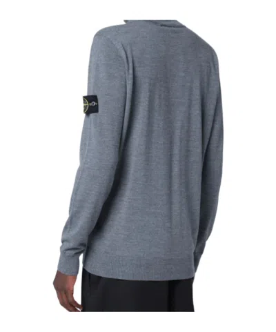 Stone Island Gray Wool Turtleneck Sweater In Blue