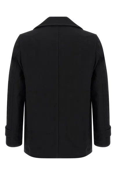 Comme Des Garçons Double-breasted Canvas Coat In Black