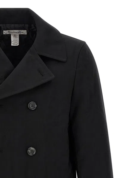 Comme Des Garçons Double-breasted Canvas Coat In Black