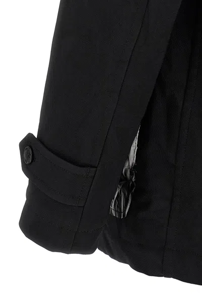 Comme Des Garçons Double-breasted Canvas Coat In Black