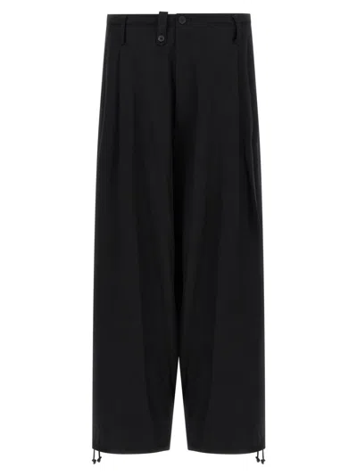 Yohji Yamamoto Mens Standard 2tucks String Wide-leg Wool Trousers Black Xs In Black