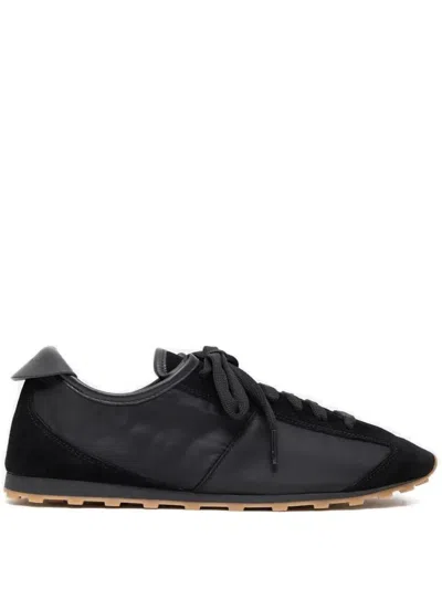Jacquemus Smooth Suede-textured Sneakers With Contrasting Rubber Sole In Black