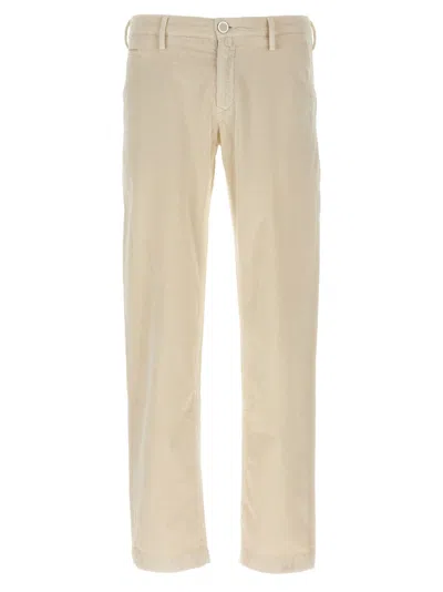 Jacob Cohen Velvet Trousers With Back And Side Pockets In Neutral