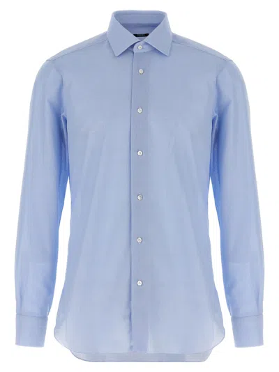 Barba Napoli Honeycomb Pattern Cotton Shirt In Blue