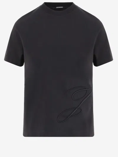 Jacquemus Navy 'the J' T-shirt In Black