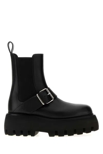Alexander Mcqueen Ankle Boots With Buckle And Chunky Sole In Black