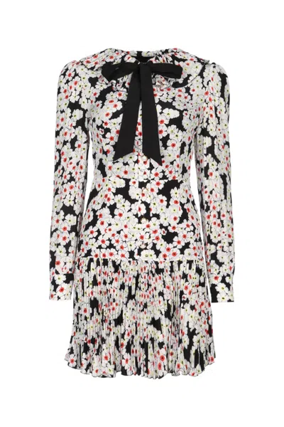 Alessandra Rich Floral Bow-detail Silk Minidress In Black