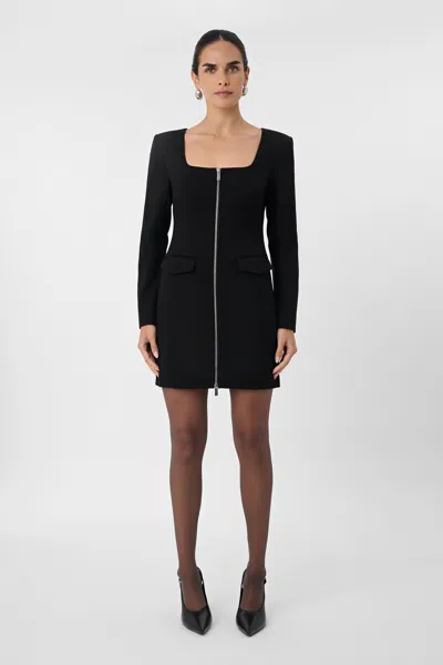 Toccin Jordyn Zip Front Mini Dress In Black