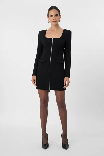 Toccin Jordyn Zip Front Mini Dress In Black
