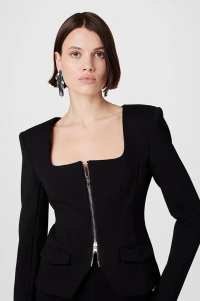 Toccin Koda Zip Front Long Sleeve Top In Black