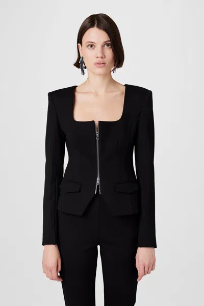 Toccin Koda Zip Front Long Sleeve Top In Black