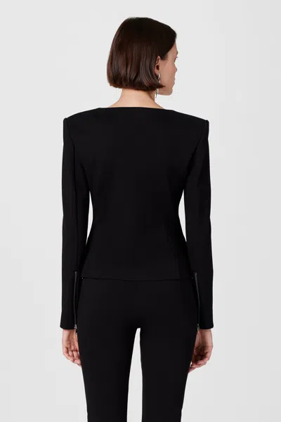 Toccin Koda Zip Front Long Sleeve Top In Black