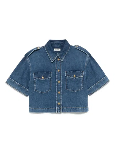 Sandro Cotton Denim Shirt In Blue