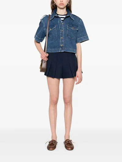 Sandro Cotton Denim Shirt In Blue
