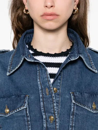 Sandro Cotton Denim Shirt In Blue