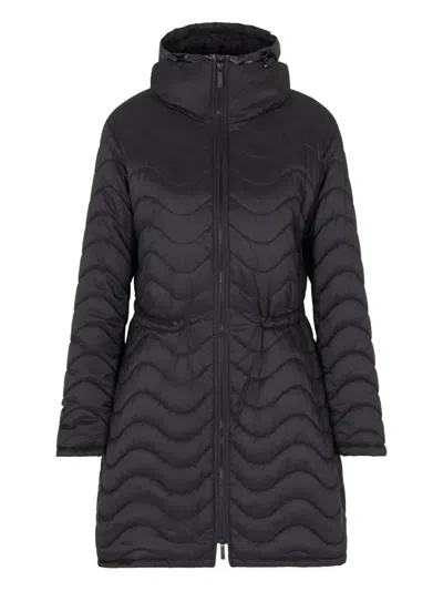 Emporio Armani Nylon Midi Down Jacket In Black