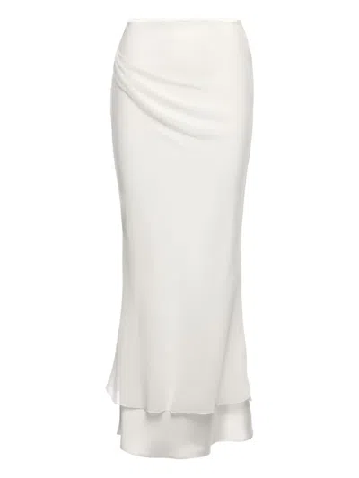 V:pm Atelier Sammy Draped Double-layer Maxi Skirt In White