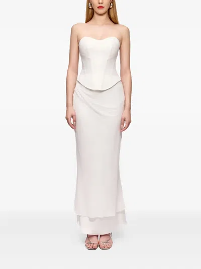 V:pm Atelier Sammy Draped Double-layer Maxi Skirt In White