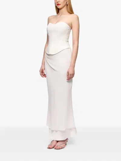 V:pm Atelier Sammy Draped Double-layer Maxi Skirt In White