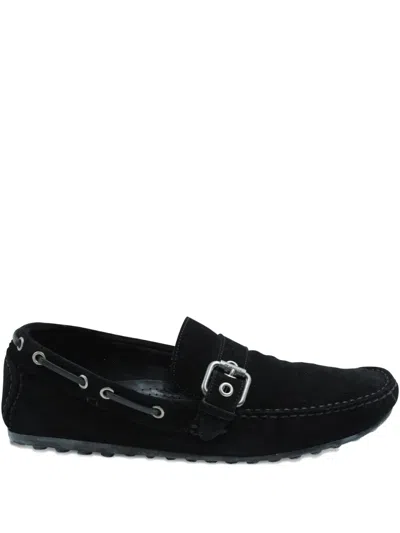 Pre-owned Sergio Rossi Vintage Buckle-detail Loafers In Black