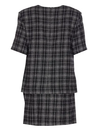 Pinko Robe Courte À Carreaux In Black