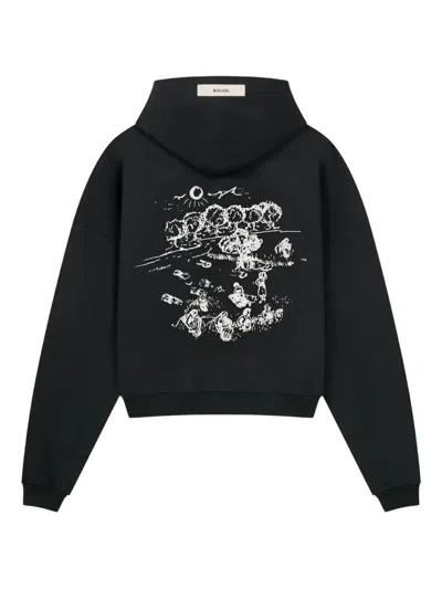 Rough Graphic-print Hoodie In Black