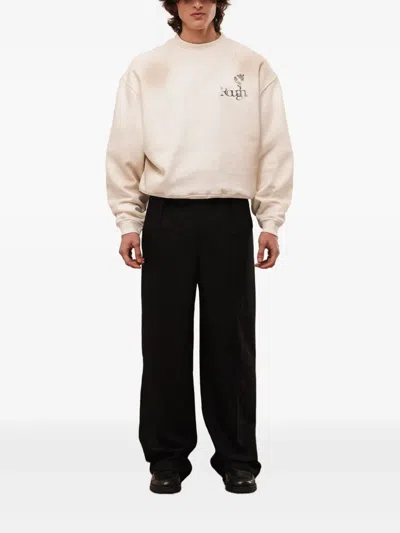 Rough Floral-print Crew-neck Sweatshirt In Neutral