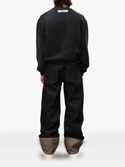 Rough Floral-print Crew-neck Sweatshirt In Blue