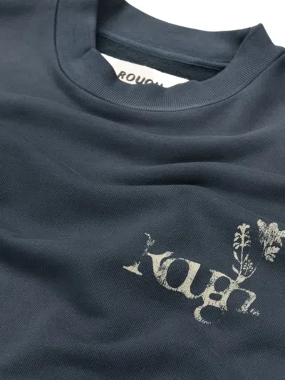 Rough Floral-print Crew-neck Sweatshirt In Blue