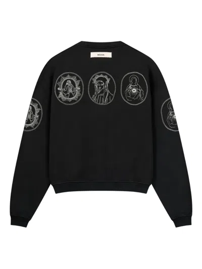 Rough Circular-print Cotton Sweatshirt In Black