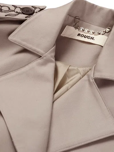 Rough Cropped Double-breasted Trench Jacket In Green