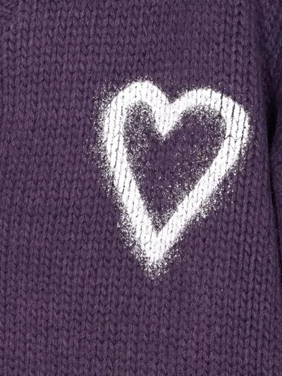 Vision Of Super Heart-embroidered Button Cardigan In Purple