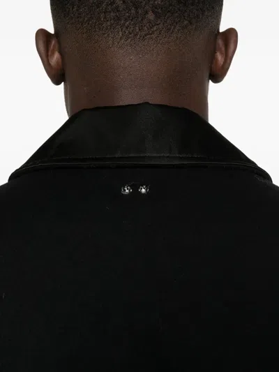 Bluemarble Zip-front Wool-sleeve Bomber Jacket In Black