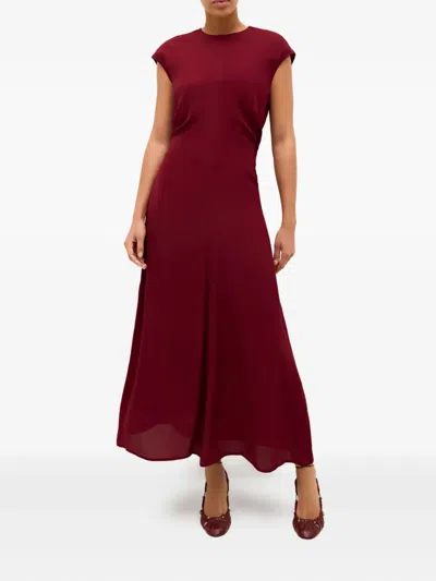 Marie Oliver Zuri Cap-sleeve Midi Dress In Burgundy