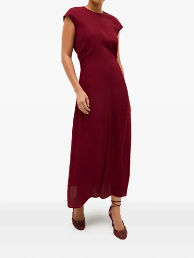 Marie Oliver Zuri Cap-sleeve Midi Dress In Burgundy